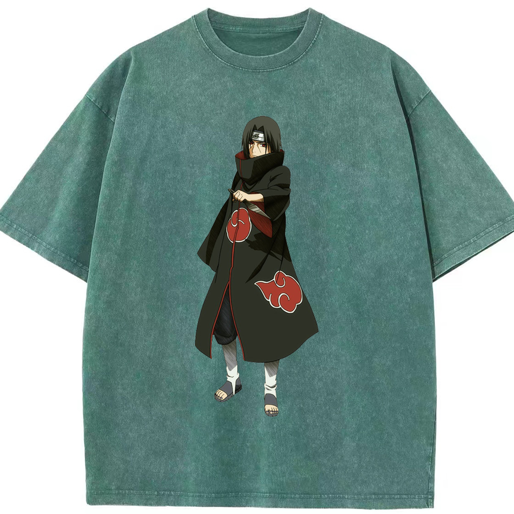 （画像用） NARUTO -ナルト- うちは イタチ Uchiha Itachi 綿100% ヴィンテージ風 半袖Tシャツ（フロントプリント）